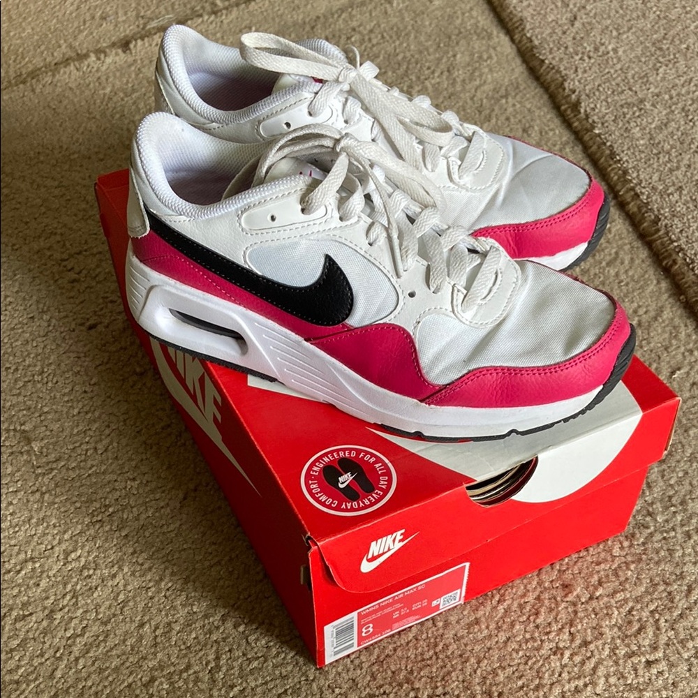 Nike Pink and White Air Max Sneakers